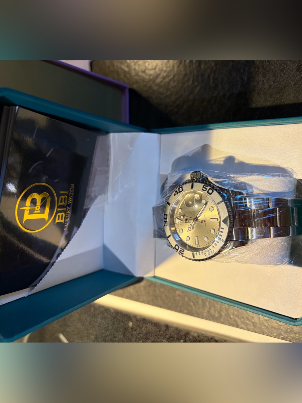 BiBi Men’s Silver Stainless Steel Watch with Champagne Dial